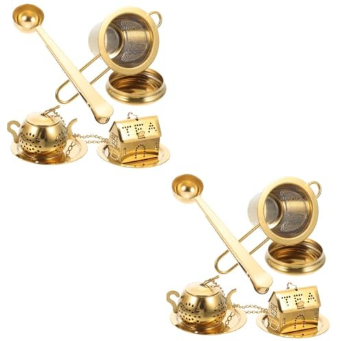 Cabilock 2 Juegos Filtro de té infusor te infusionador de te set de te tea strainer colador de te filtros de té chino suministros de filtrado de té coladores de té Acero inoxidable Golden