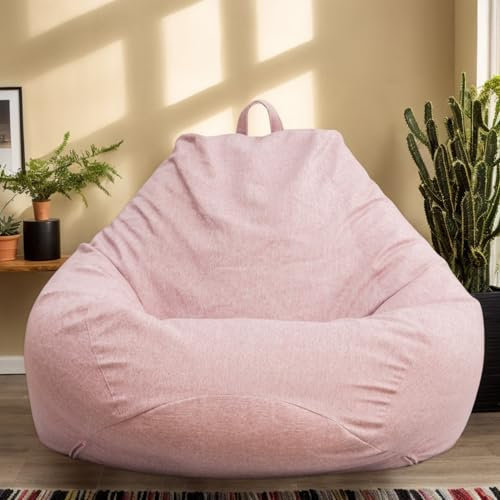 DOSYCOVUR Bean Bag Cover Only Velvet Soft Washable Stretch Zipper Adult Bean Bag Chair Big Small Gaming Beanbag Fluffy Toy Storage Cuddly Teenagers Giant Bean Bag,Pink,80 * 90cm