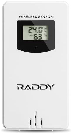 Raddy R7 Indoor Outdoor Funk-Fernbedienungssensor, für Heim-Wetterstation N75, N80；Poolthermometer PT-3