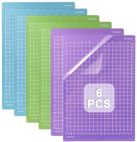 Oungy 6 Stück Schneidematte A4 für Cricut Joy Xtra, 12x8,5 Zoll Ersatzkleber Klebrige Plotter Zubehör, Schneidematte Plotter, Rutschfester Matt für Cricut Zubehör (Standardgrip, Lightgrip, Stronggrip)