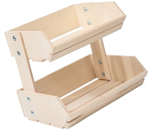 ZWTPGKRD Portafrutta in legno a 2 ripiani e cestino per il pane, ideale per conservare frutta, verdura, snack in cucina