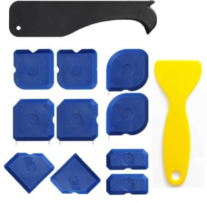 KEWUF Juego de 12 Herramientas aplicadora para silicona Azul, aplicador silicona, Alisadores de juntas, Alisador para juntas de silicona y acrílicas, Aplicador Silicona para Cocina Baño de Piso