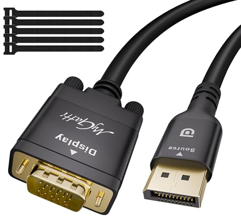 Mygatti DisplayPort auf VGA Kabel 3m, DP Stecker zu VGA Stecker adapterkabel, 1080p unidirektionales monitorkabel, für Laptop, Projektor, Monitor, PC, Desktop, HDTV, Mit 5 Kabelbinder