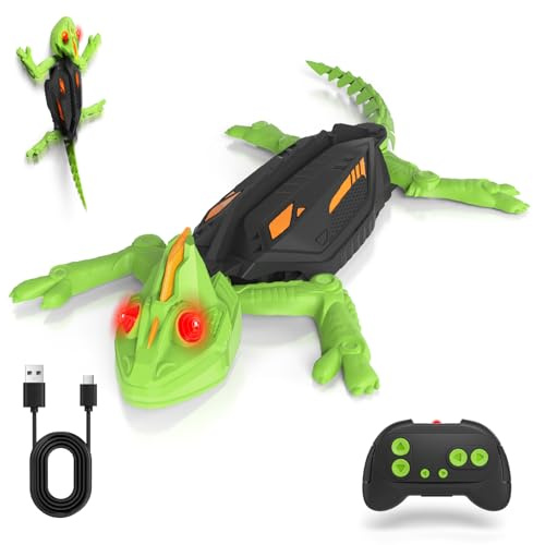 Prism Petal Climbing Gecko, Rechargeable Wall Crawler Chameleon, RC Robot Lizard Toy with LED Eyes, Wall Crawling Gecko Toy for Kids, Birthday Gifts for Boys and Girls Ages 3 4 5 6 7 8 9 10+