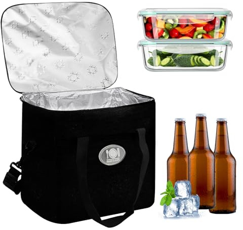 PIWOSGOL Kühltasche Faltbare 16 L, Tragbare Kühltasche Klein, Wiederverwendbare Picknicktasche, Zweifacher Zweck Isoliertasche, Warmhaltetasche,Lunchtasche für Picknick,BBQ,Camping,Büro Arbeit,Draußen