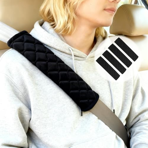 APKOL 4PCS Imbottiture Protettive per le Spalle dell'auto, Molto comfort Cuscinetto morbido e confortevole per cintura di sicurezza, per adulti e bambini,Protettore cintura di sicurezza dell'auto