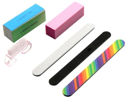 NOLITOY Juego de 6 Piezas para Manicura Profesional Limas de Uñas de Plástico y Pulidor para Lijado y Acabado, Adecuado para Salones y Decoración de Uñas