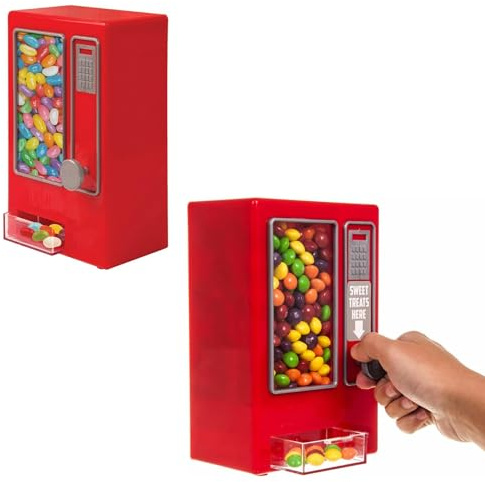 2 Pack Candy Vending Machine For Kids - Classic Retro Design Sweets Holder & Dispenser Arcade Toy | Ideal For Desktops, Classrooms, Parties & Many More - Suitable For Gumballs, Candys & Sweets