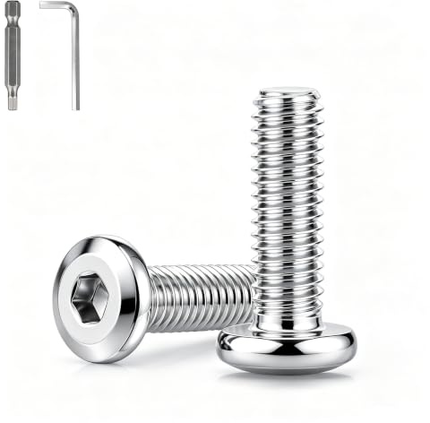 NZNSML 30 Stück M6 x 16 mm Flachkopfschrauben M4 Innensechskant Schrauben | 304 Edelstahl Vollgewinde Edelstahlschrauben mit Innensechskantschlussel Schraubendreher Bit für Möbel Montage Reparieren