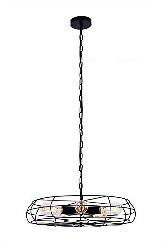 HHRLCH Ventilatore da soffitto Industriale retrò a 5 luci con Gabbia Lampada da soffitto a Semi-Incasso Soggiorno Sala Studio Tavolo da Bar Lampadario Vintage Kronleuchter / 50 cm