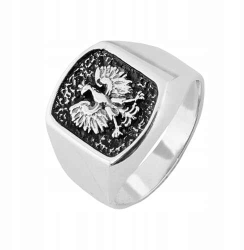 Ulex Premium 925 Sterling Silber Ringe Herren Siegelring Mit Polnischem Wappen Oxidiert Poliert Patriotisch Männer Ringe Handgefertigt Größe 68