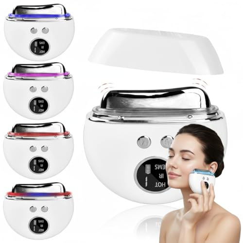 EMS Gua Sha Gesichtsmassagegerät, EMS Gua Sha Elektrisch, Gesichtsmassagegerät Gua Sha Elektrisch, Anti Falten & Anti Aging Gesichtsmassagegerät Gegen, Electric gua sha mit 4 Modi, Vibration & Wärme