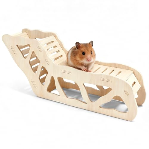 Vielseitiges Hamsterversteck und Hamstertunnel | Hamsterhaus aus Holz mit Kletterleiter, Hamsterhaus für Rennmäuse, Hamster, Kleine Haustiere Zubehör