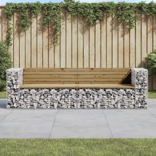 Gecheer Garden Bench Gabion Design 244x71x65.5 cm Impregnated Wood Pine Gabions Model3196241
