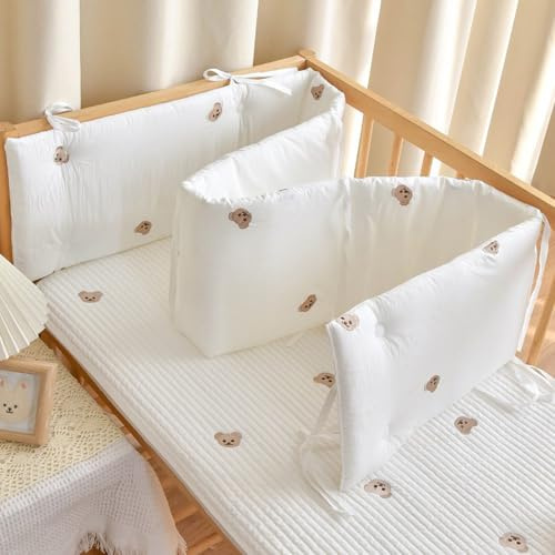 PTKG Randpolsterung Babybett,Kinderbett Seitenschutz,Abnehmbar Als Randpolsterung,Kinderbettgitter zum Vertikalen,Superdicker Antikollisions Teppich,fürs Bett Kopfschutz,C4,200 * 28cm