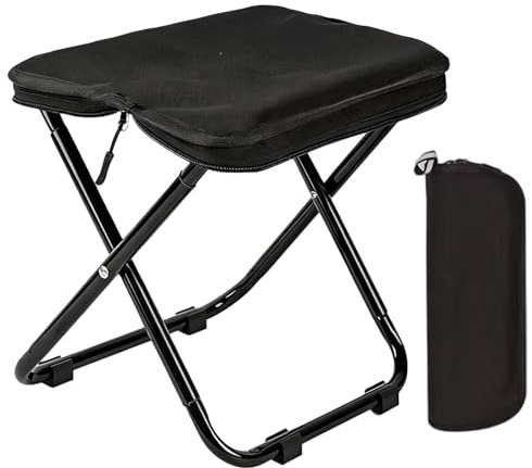 Sgabello Pieghevole da Campeggio, 33×26×32cm Portatile Leggero Sedia Pieghevole, Leggero Sgabello da Pesca, Sgabellos da Pesca pieghevole per Viaggi Escursionismo Giardino Pescas Barbecue Nero