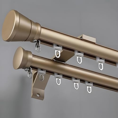 Bastone per tende doppie resistenti per finestre, regolabili, in metallo, per divisori e porte, opzioni decorative nero/bianco/oro, 180 cm, oro