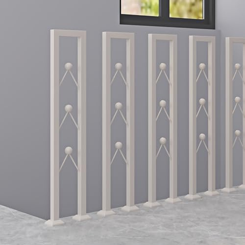 Balaustra quadrata in ferro battuto, 90 cm, in metallo, con base piatta, decorativa e di supporto, ringhiera per scale da interni, per piattaforme moderne, 1 pezzo (bianco)