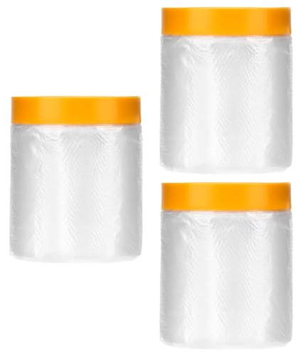 QWORK® 3 Rouleaux film de protection anti-poussière plastique, 55 cm x 33 m film de masquage avec ruban adhésif, pour peindre, décorer, recouvrir de meubles