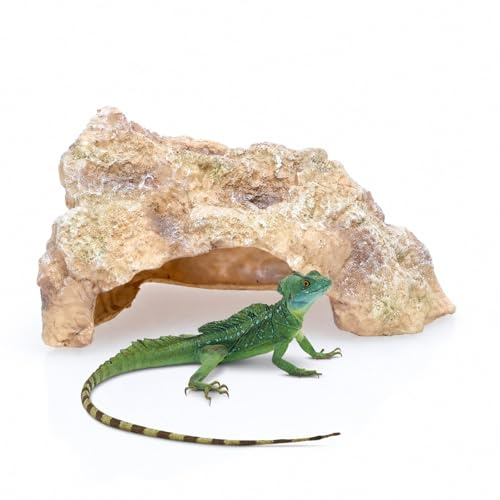 Reptile Hide Cave,Large Resin Rock Hideout Bearded Dragon Gecko Tortoise | Realistic, for Tank Crested Gecko Leopard Lizard Vivarium Decoration