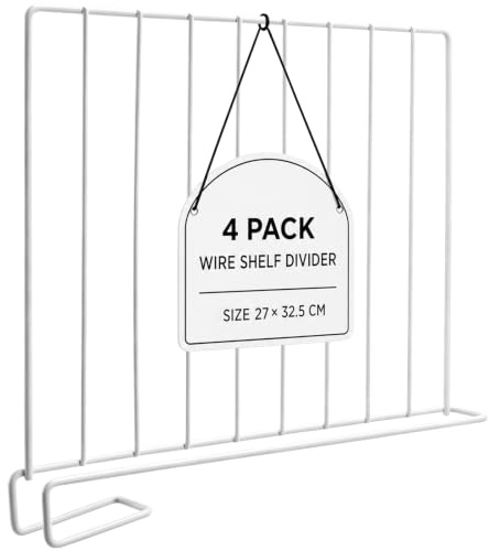 JITPOU 4 Stück Regaltrenner Kleiderschrank Schrank Organizer Regalteiler 32x27cm Metall Shelf Divider für Kleiderschrank & Küchenschrank, für Geschirr, Kleidung, Handtaschen und Bücher