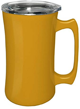 True North Stainless Steel Insulated Beer Mug Tumbler + Tankard with No-Spill BPA Free Triton Lid, Keeps Drinks Warm or Cold for 24 Hours, Perfect for IPA, Coffee, Tea or Wine, 20 oz, Sport Yellow
