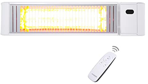 Infrarot Heizstrahler Outdoor - Terrasse Elektrisch - Decke - Fernbedienung | VASNER Infrarot Heizstrahler Terrasse - Decken- & Wandmontage hängend - elektrisch 2000 Watt - 6 Heizstufen - Weiß IP65