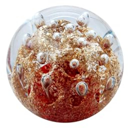 Pfrontenschmuck Traumkugel 250 groß (ca. 9-10cm) Gold rot mit Blasen - Glaskugel, Briefbeschwerer