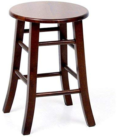 Sgabello Rotondo in Legno massello per Pub ristoranti pizzerie (Noce, Altezza 50 cm)
