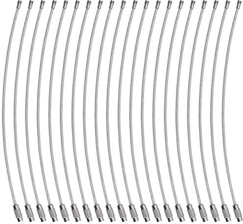 wisdompro Wire Keychain Cable, 20 Pack of 6.3 Inch Stainless Steel Wire Keyrings, 2mm Cable Keyring Loop/Hoop for Luggage Tag, Keys and ID Tag Keepers - Silver