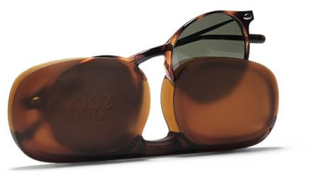 Nooz CRUZ Polarisierte Sonnenbrille Rechteckig für Damen & Herren – Unzerbrechliche Ultra-dünne Reise-Sonnenbrille mit 14mm Etui, 100% UV-Schutz Kategorie 3, Schraubenloser Rahmen - Schildpatt - +2,5