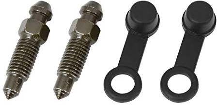 F FIERCE CYCLE 2Pcs Hohlschraube Entlüftungsschraube M7x1mm Für Motorrad | Farbe Dunkelgrün, Material Metall, Mit Kappe, Vorbaulänge 19mm, Gesamtlänge 30mm