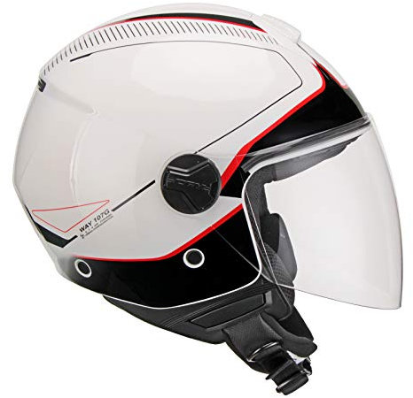 CGM Casco demi jet visiera lunga, 107G FLORENCE WAY, Bianco Rosso, L (59cm)