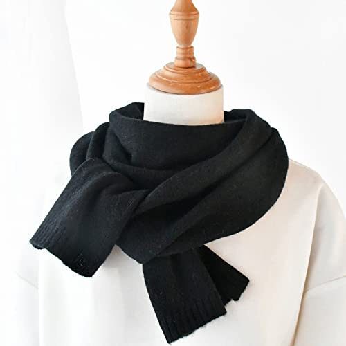 Neu Schwarz Kaschmirschal Damen Winter Warm Gestrickte Dünne Schals Erwachsene Kleine Kurze Wollschals Herbst Foulard Herren