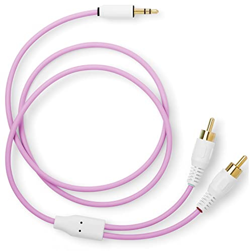 MyVolts Candycord - Cavo audio da mini jack dritto a LR RCA, 80 cm, colore viola gelatina, perfetto per Roland SP-404