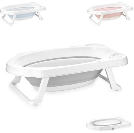 Lorelli Babybadewanne faltbar 82 cm, mit Ablagefächer, klappbar, Kanalabdeckung grau