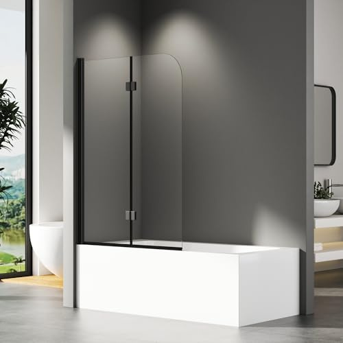 Duschwand für Badewanne 100x140cm, Badewannenaufsatz 2-teilig Duschwand 2-teilig Faltbar Duschabtrennung Badewanne mit 6mm NANO ESG-Glas