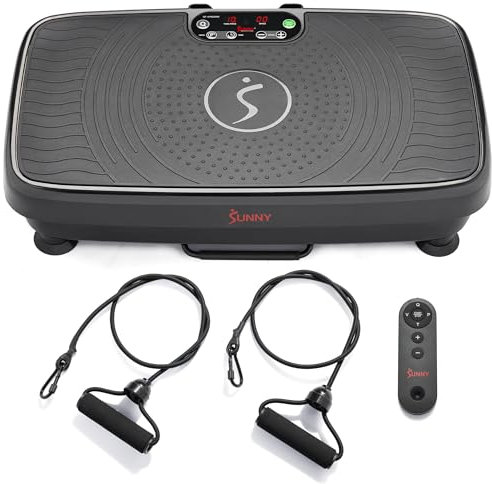 Sunny Health & Fitness FITBOARD Premium 2D Total Body Shaker Platform per tonificare, scolpire e recuperare, macchina per esercizi con piastra vibrante con due bande di resistenza e telecomando