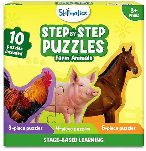 Skillmatics Step by Step Jigsaw Puzzles – Toddler Toys & Games, 40 Pieces