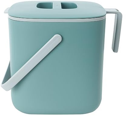 BLUE GINKGO Kitchen Compost Bin [2.6L] – Filter-Free, Odor-Tight Countertop Food Waste Pail with Handles (Made in Korea, Green)