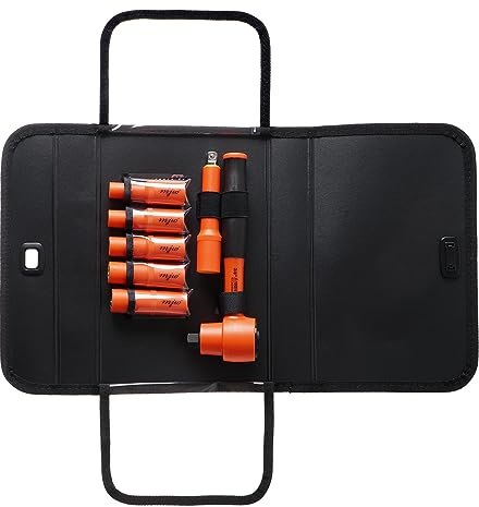 MJW VDE Steckschlüsselsatz Profi 3/8 - Isolierter Steckschlüssel Set - DIN EN 60900, inkl. Stoffkoffer & Langnüsse 7-14mm