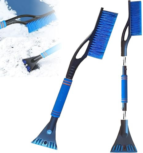 May Huang Raschietto per Ghiaccio Spazzola da Neve(2 in 1), Snow Brush Scraper di Ghiaccio per Auto, Raschietti per Ghiaccio Parabrezza con Impugnatura Antiscivolo per Auto, Camion, SUV (Blu)