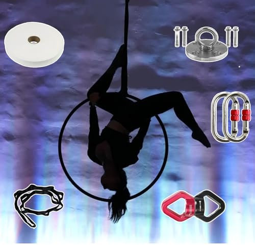 Aerial Hoop Komplettes Aerial-Hoop-Set, Single-Point-Aerial-Dancing-Lyra-Hoop mit Rigging-Hardware, Professioneller Aerial-Yoga-Ring für Aerialisten/Anfänger (Size : 100 cm (39))