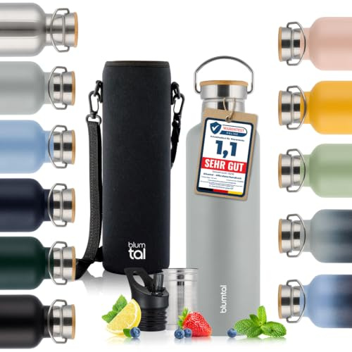 Blumtal Thermosflasche 500ml Ultimate Grey Edelstahl Trinkflasche | Doppelwandige Trinkflasche Edelstahl 500ml, Isolierflasche 500ml, BPA frei, Edelstahl Trinkflasche