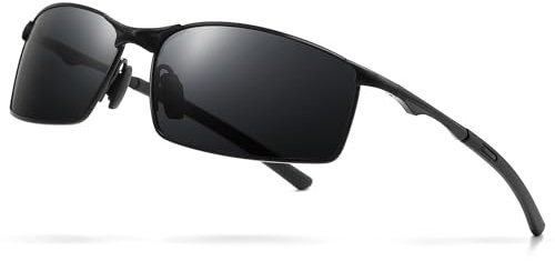 YUHONLNOR Sonnenbrille Herren-Polarisiert Premium Metallrahmen Fahrerbrille Outdoor Vintage Unisex UV400 Fahren Sonnenbrille (Schwarz)