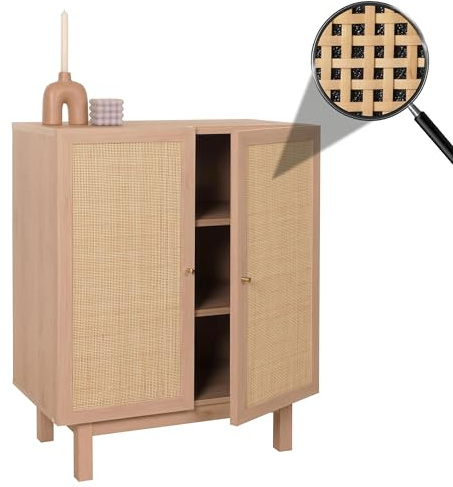 Mendler Highboard HWC-M51 Kubu Rattan 98x79x42cm - Natur | Kommode, Schrank, Sideboard, Staufächer