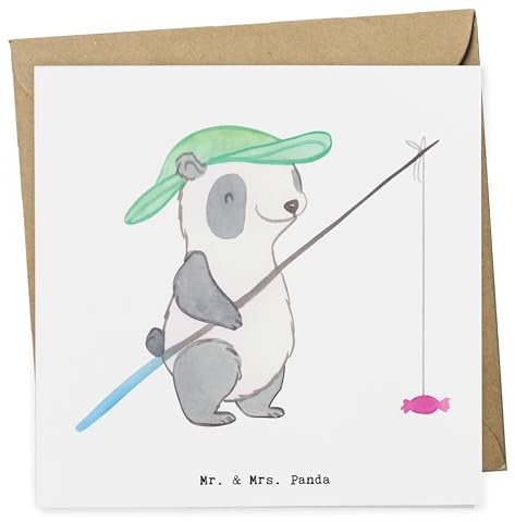 Mr. & Mrs. Panda Klappkarte Panda Angeln - Geschenk, doppelkarte, Angelsport, gehen, Angler, faltkarte, Hobbyangler, Glückwunschkarte, Grußkarte, anlasskarte, Angelverein