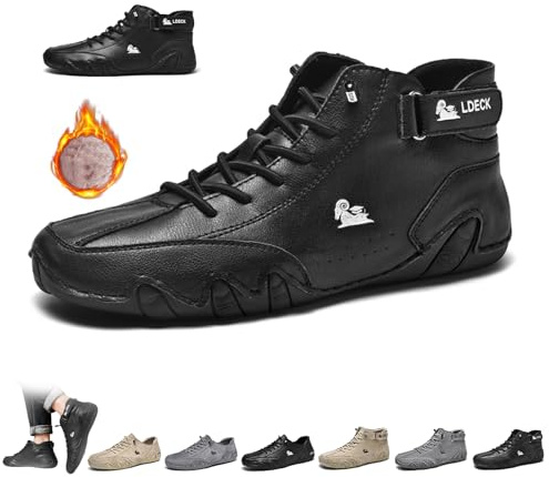 Stivali alti in pelle scamosciata fatti a mano in Italia da uomo, Beck Shoes Impermeabili Outdoor Antiscivolo leggeri Sneakers casual Scarpe da passeggio a piedi nudi Stivali da guida Chukka(Black vel