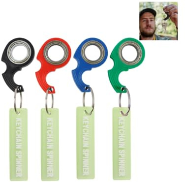 Ceeyoll 4 Pièces Porte-clés du Bout Des Doigts Pore Clés Tournant Décoration lumineuse Jouet Anneau Porte-Clés Pour L'entraînement Des Doigts Convient Aux Enfants Et Aux Adultes Porte-Clé du Bout De