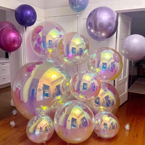 Bobo, modello nuovo 2024 palloncino iridescente, 32 pollici palla rotonda in alluminio, palla decorativa, adatto per matrimoni, compleanni e serate da discoteca